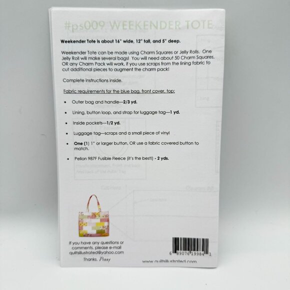 Quilts Illustrated Weekender Tote Pattern PS009 By Penny Sturges - Picture 5 of 6